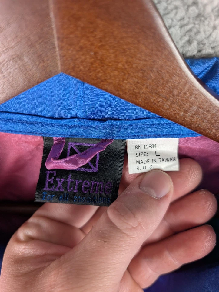 Chaqueta cortavientos Extreme vintage para hombre grande rosa verde azulado bloques de color pulóver años 90 Foto 2 de 4