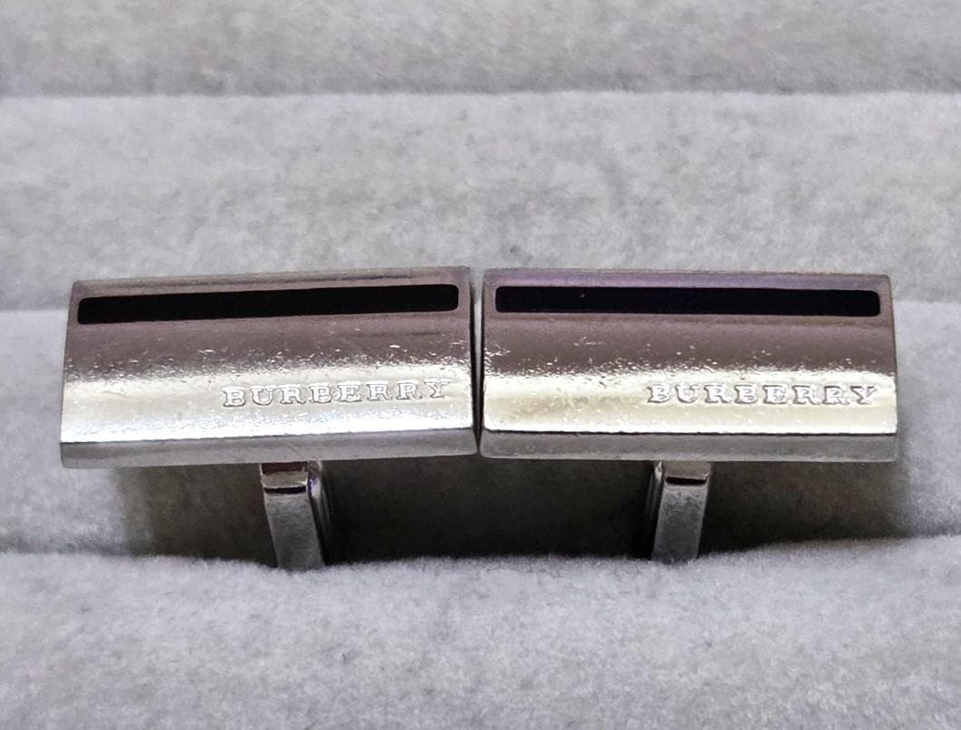 BURBERRY Cufflinks Silver Rectangle Shape [Very g… - image 9