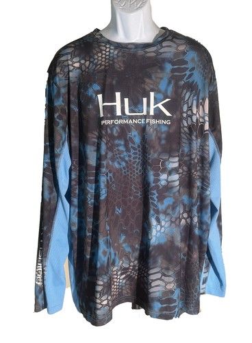 T-shirt Huk Performance Fishing – Manches Longues – Camo Blue/Tan – Taille S – Occasion