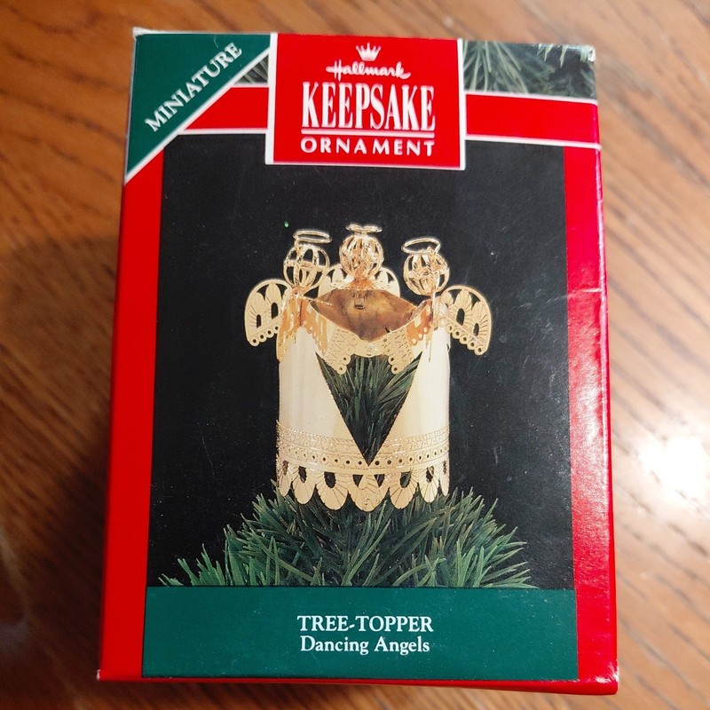 HALLMARK KEEPSAKE 1992 DANCING ANGELS TREE TOPPER DIMENSIONAL BRASS MINIATURE
