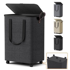 Laundry Basket with 5 Wheels Tall Dirty Laundry Hamper Rolling Laundry Basket