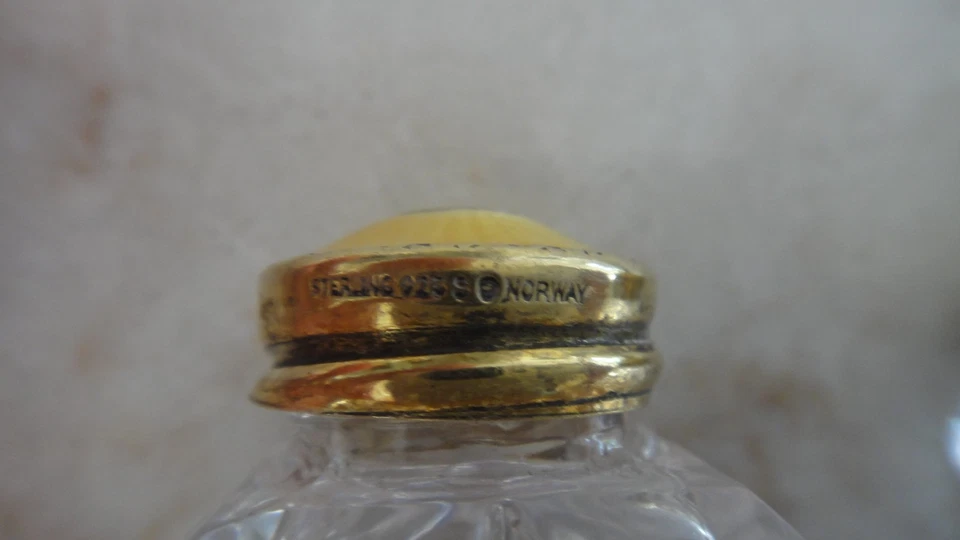 Hroar Prydz Noruega Guilloche Plomo Cristal Plata de Ley Sales Doradas Amarillo Foto 4 de 4