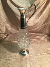 VTG F.lli Beccaro-Acqui Crystal & Silver Plate Claret Pitcher Decanter Italy