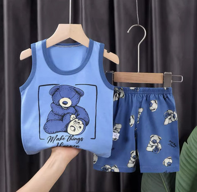 Baby Blue Bear Short Set  Make Things Happen  (Size 12-18mo)