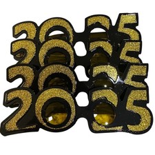2025 Glitter Glasses Party Eyeglasses Novelty Costume Accessory Gold Black 4pcs