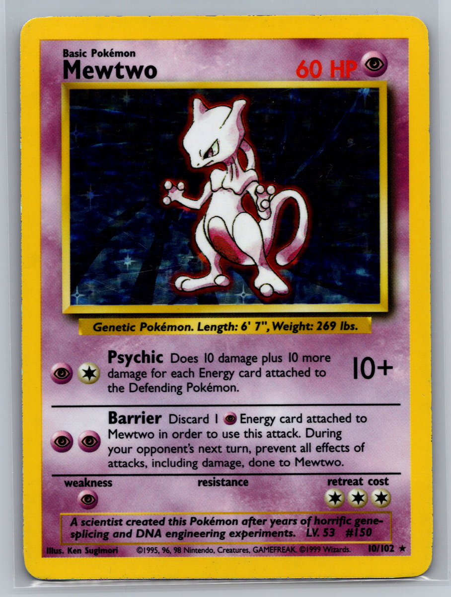 Pokemon TCG Mewtwo 10/102 Base Set Original Vintage Holo