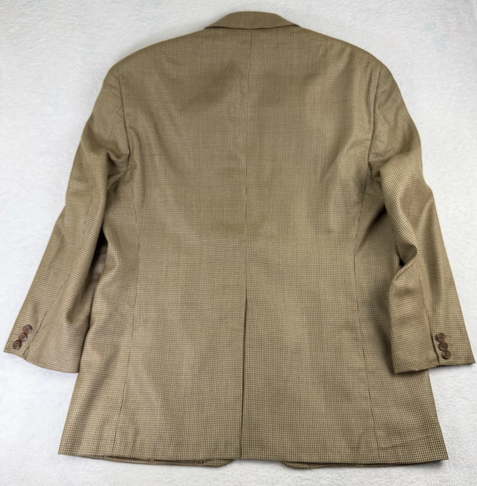 Blazer esportivo Ralph Ralph Lauren masculino 42R lã de seda Houndstooth casaco marrom xadrez - Imagem 4 de 4