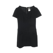 【Dress】CHANEL Coco Mark Button Short-Sleeve Dress Wool Black 98C (Chanel)