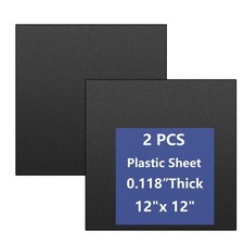 2 Pack Black Plastic Sheet 12x12x0.12 in Flexible High Tensile Plastic Sheets