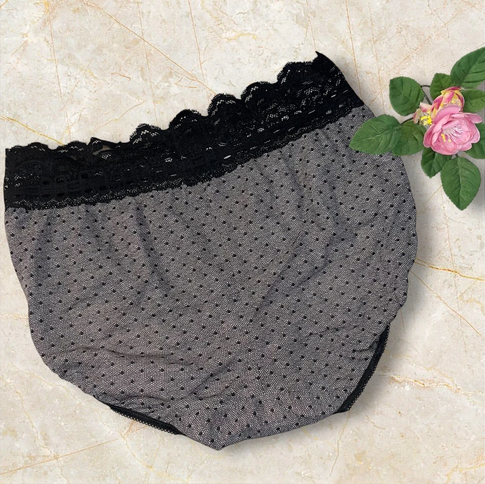 Bragas Olga Secret Hug M/6 Punto Negro Nylon Hipster Scoop Estilo Encaje 913 Nuevas con Etiquetas Foto 2 de 4