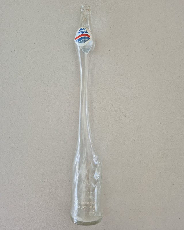 Diet Pepsi-Cola 16 oz Clear Glass Soda Bottle, Soda Bottle Type