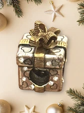 Brighton Gift Box  Spacer Charm-silver gold- ribbon  hearts crystals-Christmas