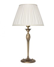 Exklusive Tischleuchte Simona 36cm Messing Bronze Stoff Nachttischlampe Leuchte