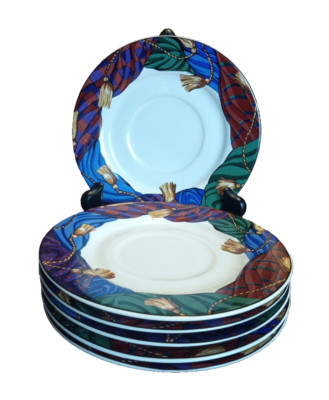 Vitromaster By Sue Zipkin  Saucer Plates Curtain Call 1993 Stoneware Set Of 6