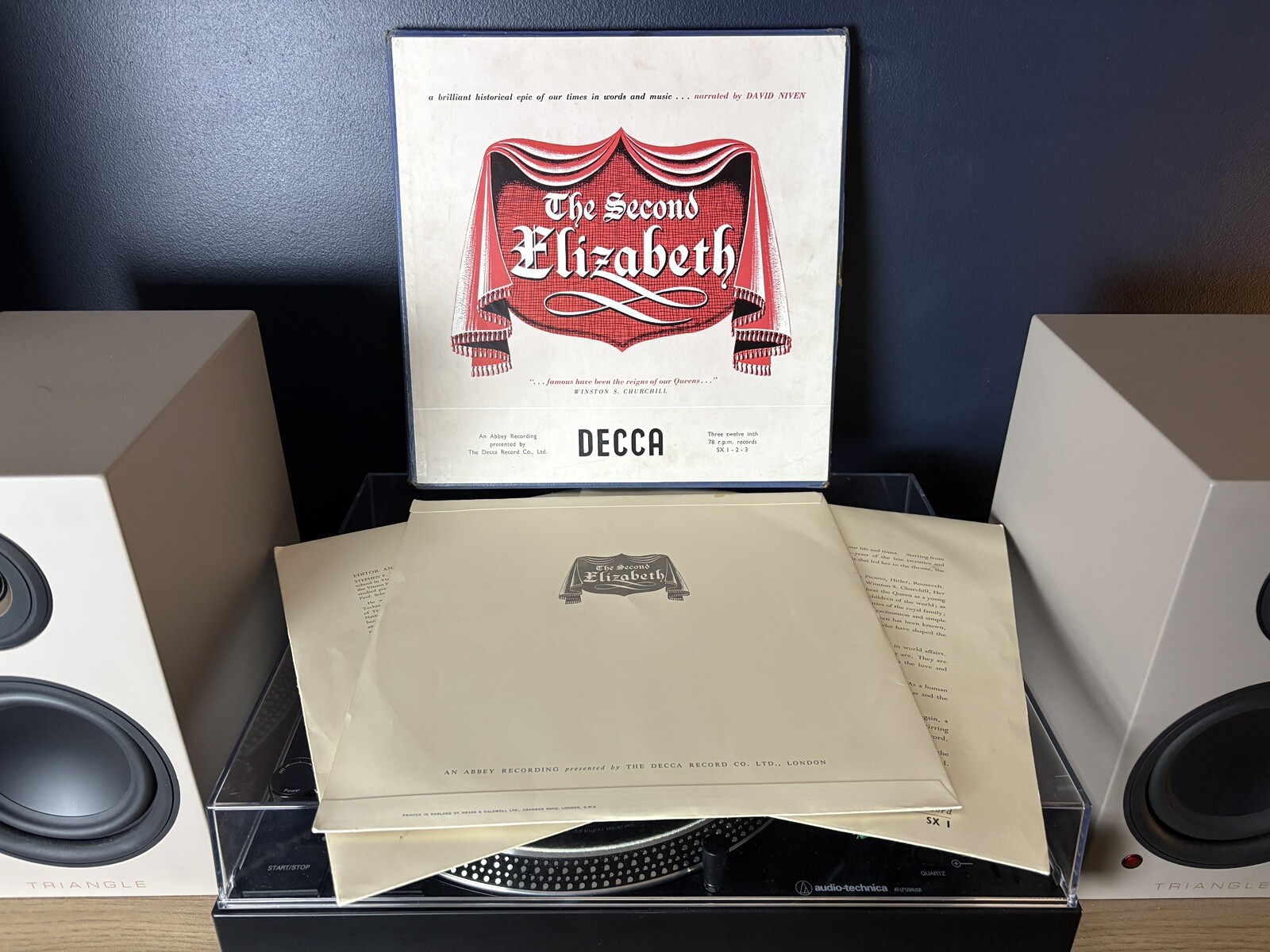 David Niven The Second Elizabeth UK 1952 Shellac Box Set Records NM/VG+