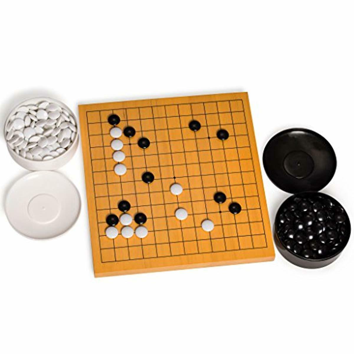 Plateau De Jeu Go Ancien Japonais En Bois Katsura - Pierre Coquillage Et Bol Mie