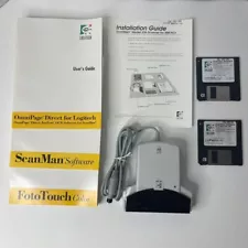 Logitech ScanMan 256 Gray Scale Scanner, floppy disks, Manuals IBM PCS Untested