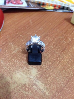 Bague Solitaire Argent 925 Sertie Zirconium Pave - Taille 60, Occasion