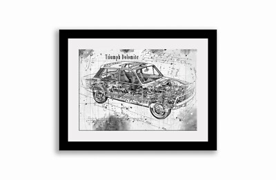 Line Tech Zeichnung Triumph Dolomite Cutaway Kunst Posterdruck