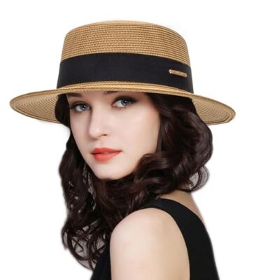 Wide Brim Porkpie Fedora UPF50 Panama Jazz Hat for Beach Hiking Manunclaims Unisex Wide Brim Fedora Hat, Solid Color, UPF50+  main image 4