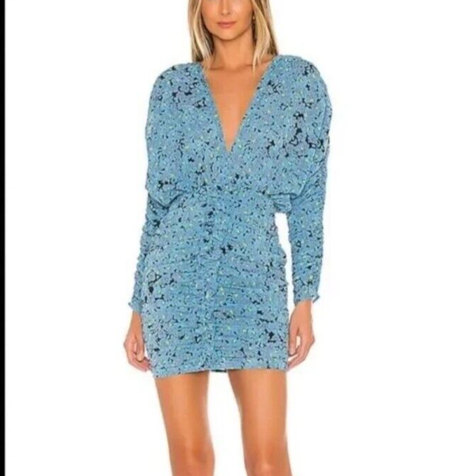 L'Cademie NWT Blue Floral ruched dress , size XS K36 | eBay