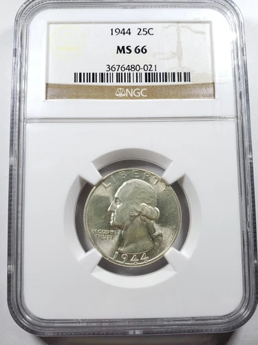 1944 Washington Quarter graded MS66 by NGC 