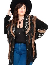 Liberty Wear Fringe Leather Jacket - Plus Black 2x