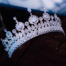 6.5cm Tall CZ Crystal Wedding Bridal Queen Princess Prom Tiara Crown For Women