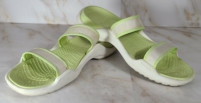 white crocs with colored strap