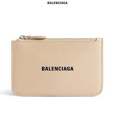 Balenciaga Long Coin Card Holder, Women's Size Large - Beige/Black Grain