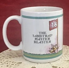 whimsical vintage Golfer 11 Oz mug message  “The sandtrap master blaster”