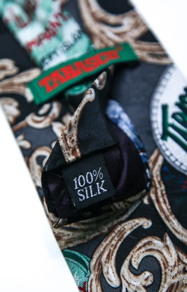 Spicy TABASCO HOT SAUCE Mens Neck Tie 100% Silk Made USA McIlhenny Floral Unique - Image 4 of 4