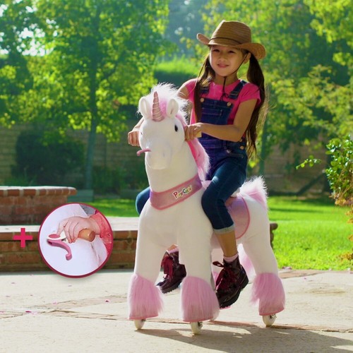 PonyCycle Official U Pink Unicorn Ride on Horse Toy Plush Medium, Ages ...