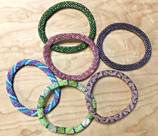 Lot of 6 Nepal Glass Seed Bead Springtime Multicolor Stackable Bracelets
