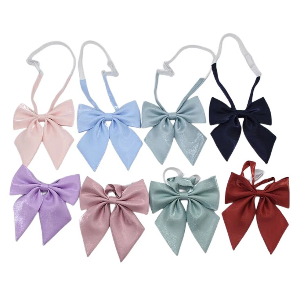 Mujeres Dama Brillante Sólido Moño Corbata Niña Moda Brillo Pajarita Cuello Ropa Foto 4 de 4