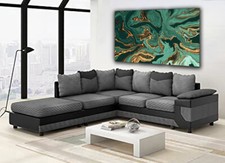 Teal Green Gold Abstract Marbling Big Giant Canvas Print Wall Art Modern Emerald