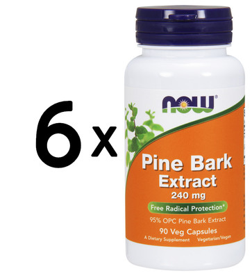 6 x NOW Foods Pine Bark Extract, 240mg - 90 vcaps (222,92 EUR/kg)
