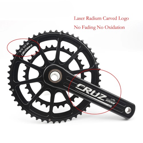  Road Bike Crankset 155-175mm Crank 50-34T/52-36T/53-39T Double Chainring  - Picture 4 of 26