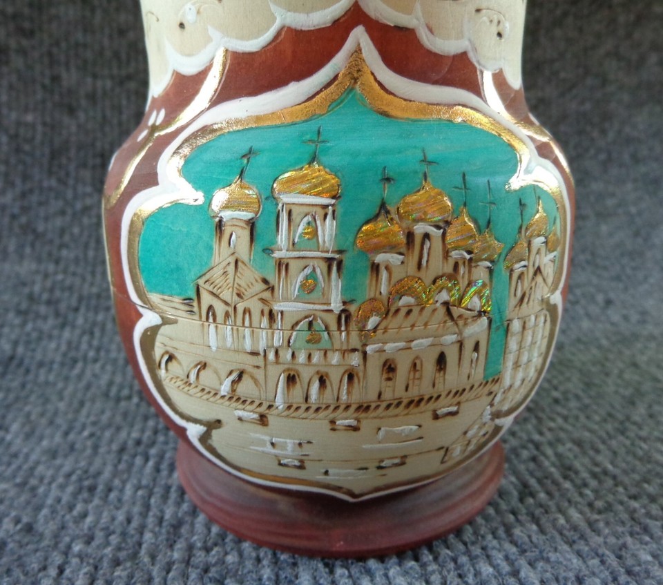 Vintage Set of 5 Russian Nesting Dolls Hand Painted Wood 6" Tall eBay