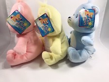 3 Care Bear 2003 Plush Pink, Yellow Blue Retired Nanco Stuffed Animal 11"