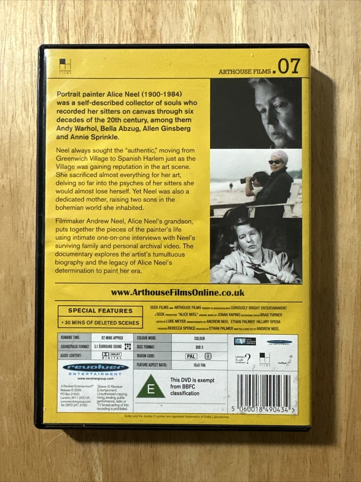 Alice Neel  Documentary Artist,  Portrait Painter DVD 2009 Arthouse Films - Image 2 of 3
