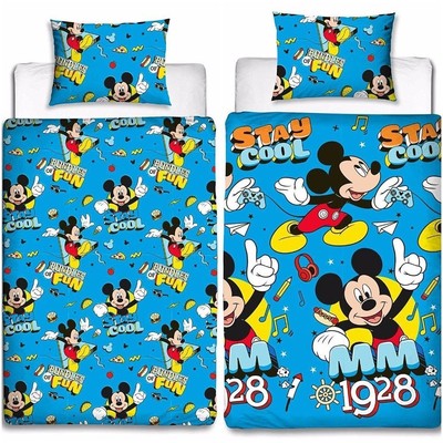 Disney Mickey Mouse 1928 Single Duvet Bed Set Children Stay Cool Quilt Cover Set