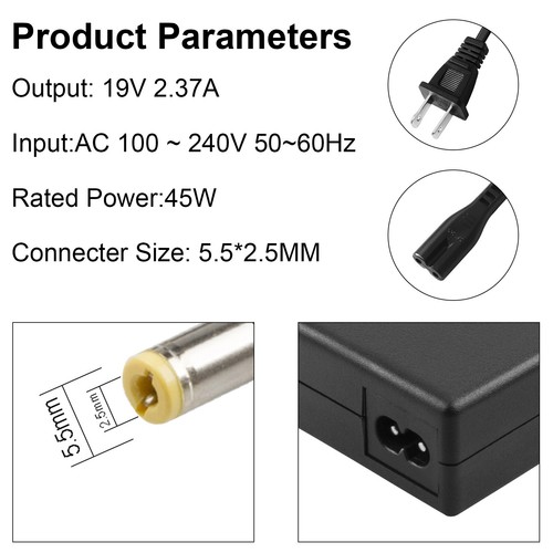 AC Adapter Charger for Toshiba PA5177U-1ACA 19V 2.37A 45W Laptop Power Supply US - Picture 11 of 12