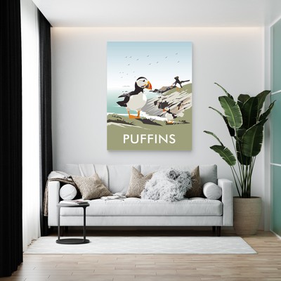 Puffins Art Print by Dave Thompson - Available in multiple sizes A4/A3/A2/A1