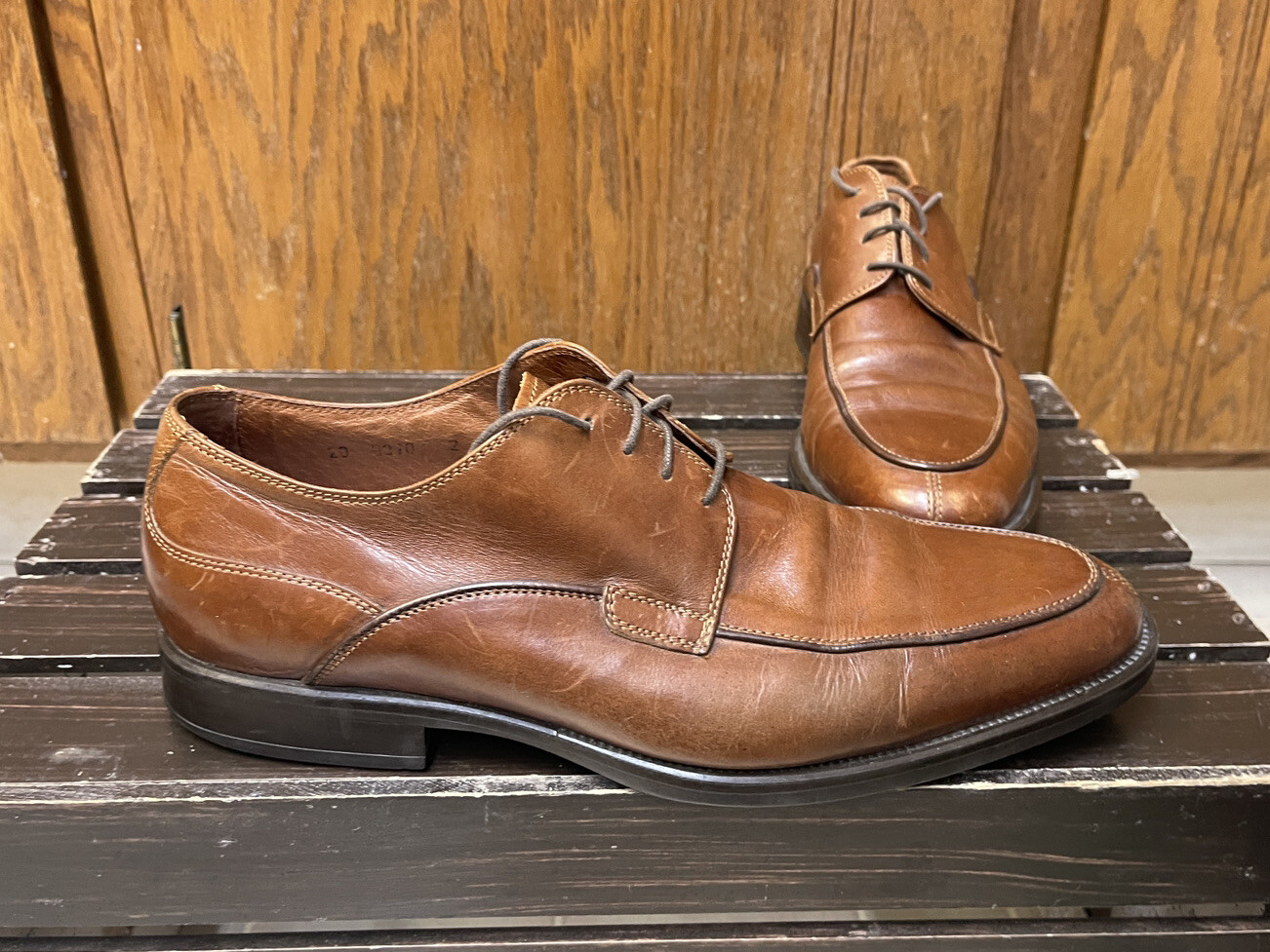 SAOLA Johnston & Murphy Marrone punta spaccata Derby Pelle Made in Italy 20 9370 Uomo 10M