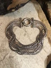 Vintag  MILOR ITALY 925 Sterling Silver Ten Row Chain Large Spring Ring Bracelet