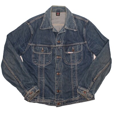 US TOP Vintage Denim Jean Jacket size 5 Medium Indigo Blue WORN