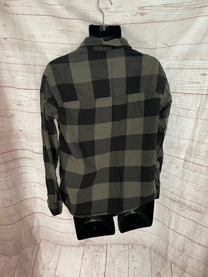 Camisa informal manga larga calce relajado a cuadros negra/verde de H&M para hombre talla S Foto 2 de 4