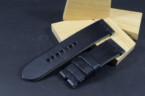 UHRENARMBAND 26/26 130/80 MM SCHWARZ I SALERNO ECHT SATTEL LEDER MA STRAP 567 - Bild 1 von 7