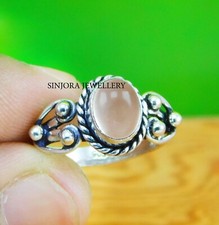 Rose Quartz Gemstone 925 sterling silver handmade Gift Ring US size 5 to 13